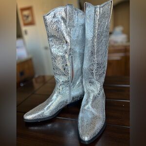 Zodiac Silver Heeled Cowboy Boots